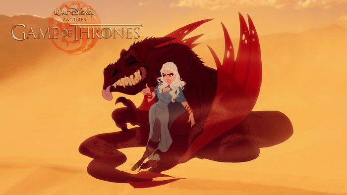 Daenerys Targaryen from Game of Thrones with a Dragon