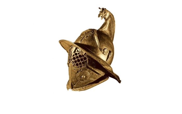 Golden Gladiator Helmet with Horse Crest