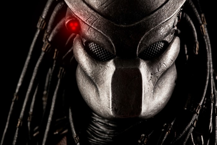 Predator Close-Up Mask with Glowing Red Eye