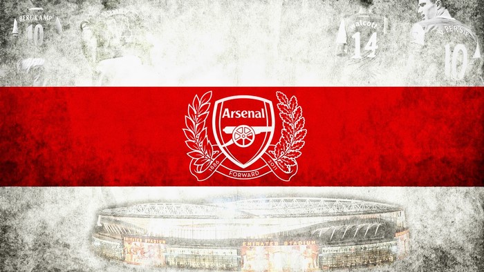 Arsenal FC logo, stadium, and players