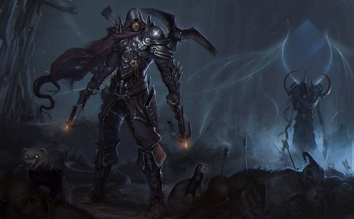 Demon Hunter from Diablo with Crows and Demons
