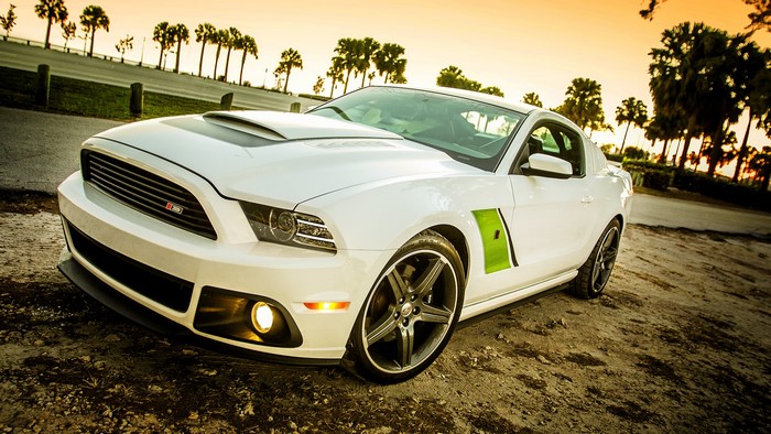 White Ford Mustang Roush Stage 3