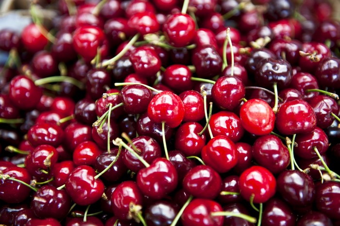 4K Closeup of Red Cherries