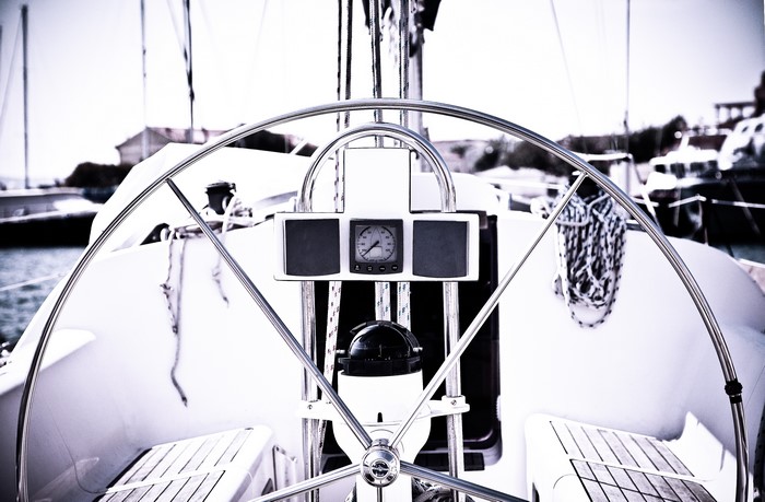 Yacht steering wheel and instruments