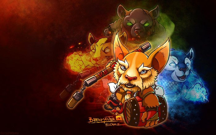 Brewmaster from DOTA 2 with elemental pandas