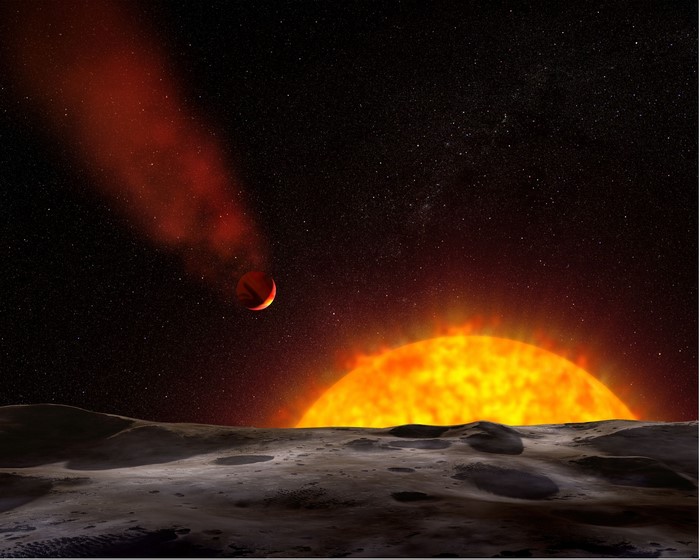 Exoplanet with a gas tail near a star
