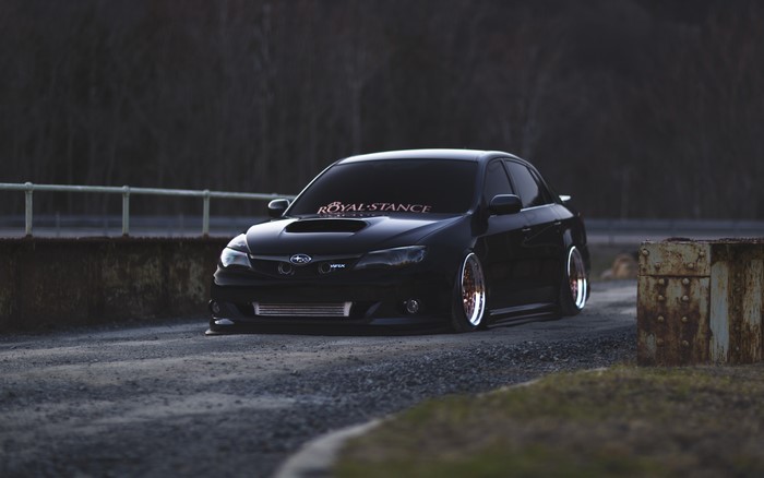 Black Subaru WRX STI Impreza Tuning Stance