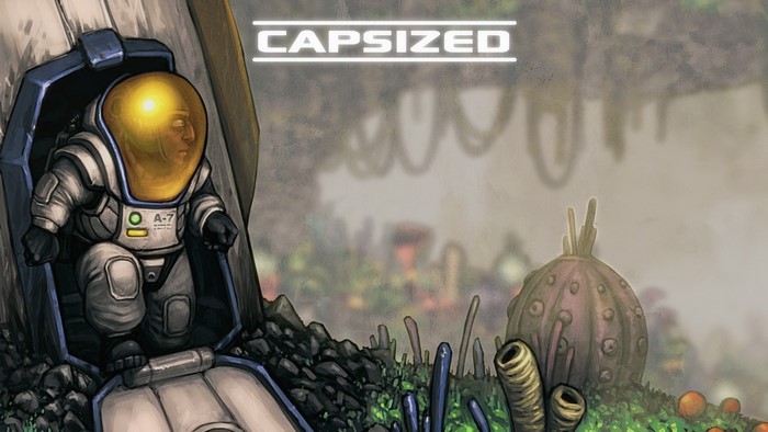 Capsized game astronaut in a pod