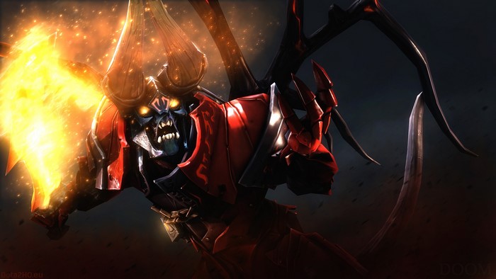 Doom from Dota 2 wielding fire