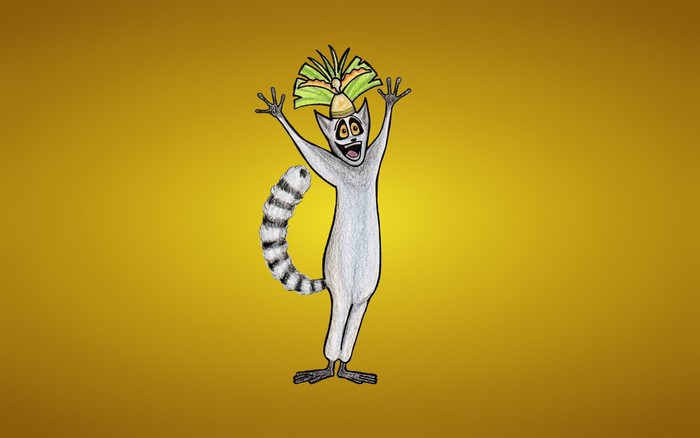 King Julien from Madagascar wearing a headdress