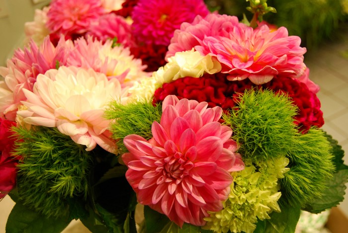 Bouquet of Dahlias and Greenery