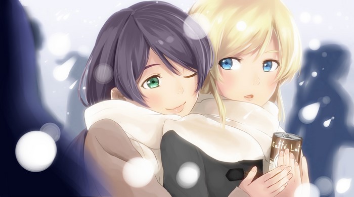 Ayase Eli and Toujou Nozomi from Love Live! in winter