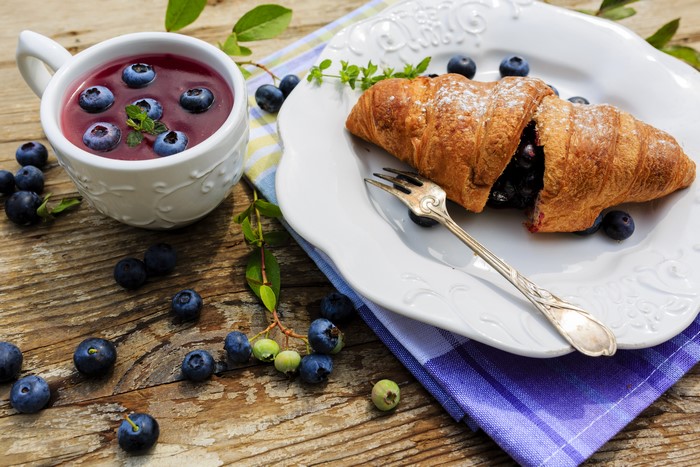Blueberry Croissant with Cup of Blueberry Soup
