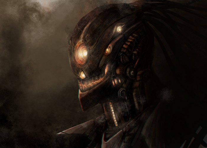 Sci-fi alien robot with glowing eye