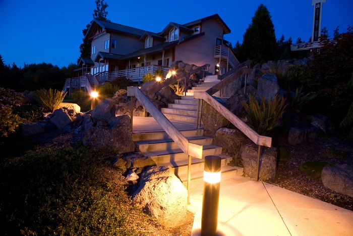 House with stairs at night
