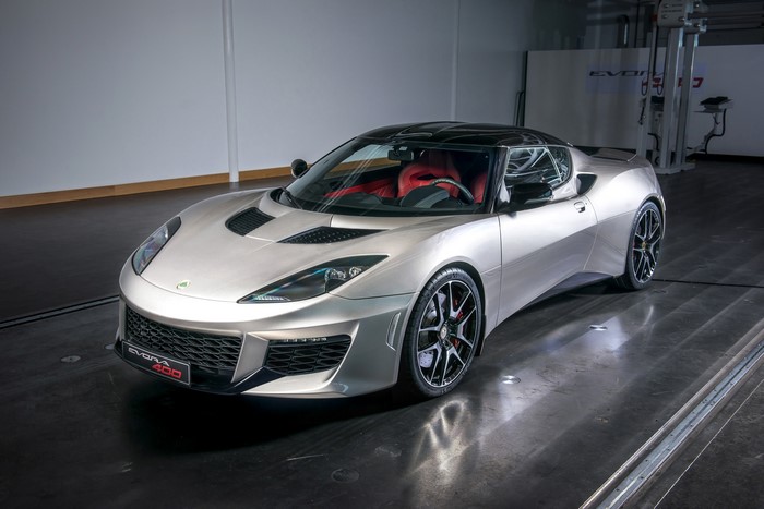 Silver Lotus Evora 400 sports car