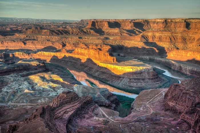Canyon landscape with river at sunrise, USA