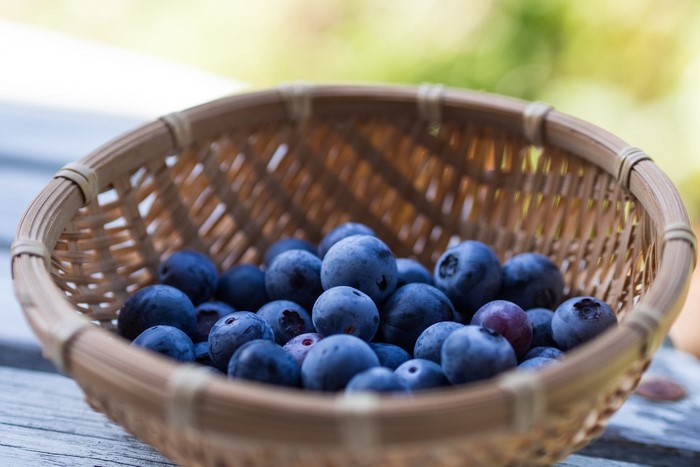 Blueberries in a wicker basket