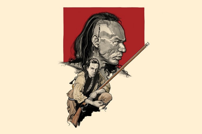The Last of the Mohicans painting with Hawkeye and Magua