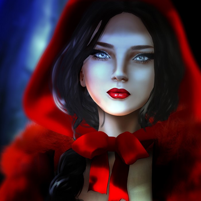 Brunette girl in red hood