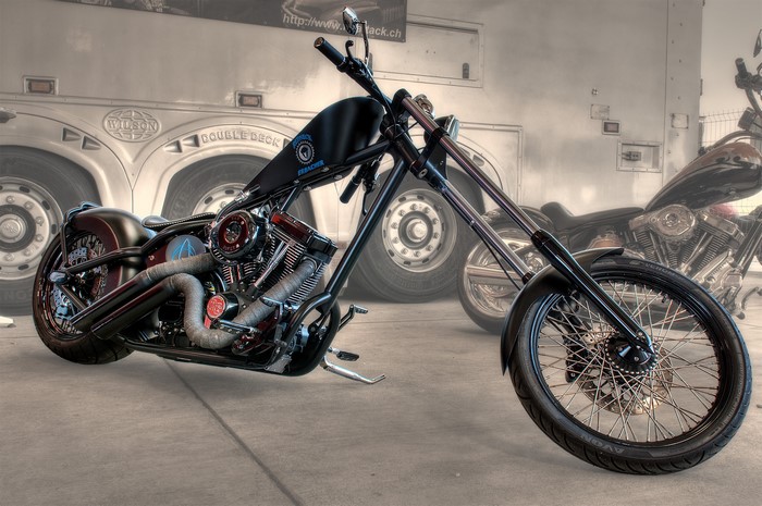 Custom Chopper Motorcycle with HDR Effect