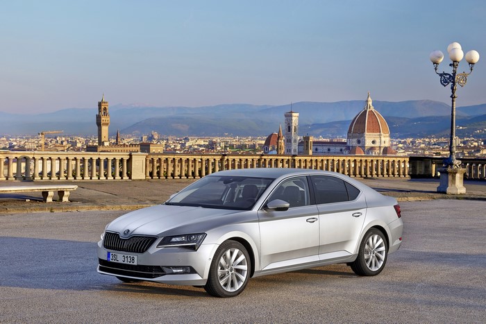 Silver Skoda Superb in Florence