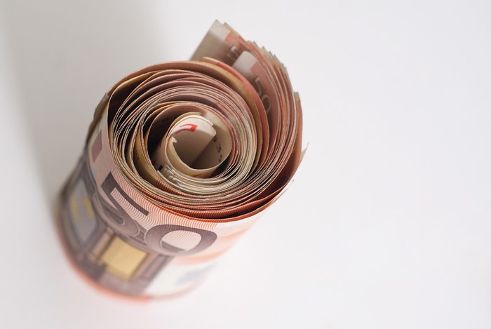 Rolled up 50 Euro banknotes