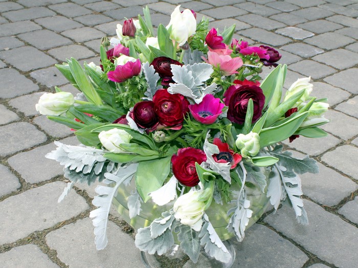 Bouquet of Ranunculus, Anemones, and Tulips