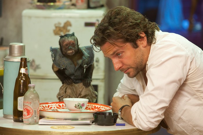 Phil from The Hangover with a monkey