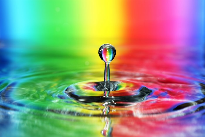 Water drop with rainbow colors