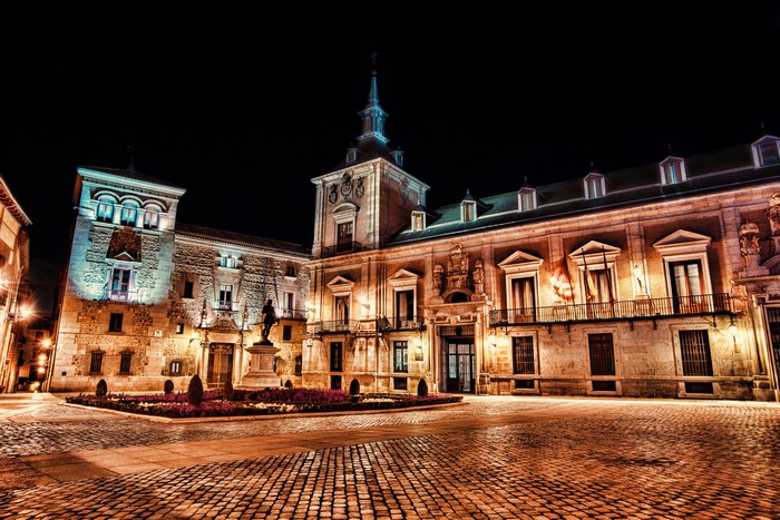 Plaza de la Villa in Madrid at Night