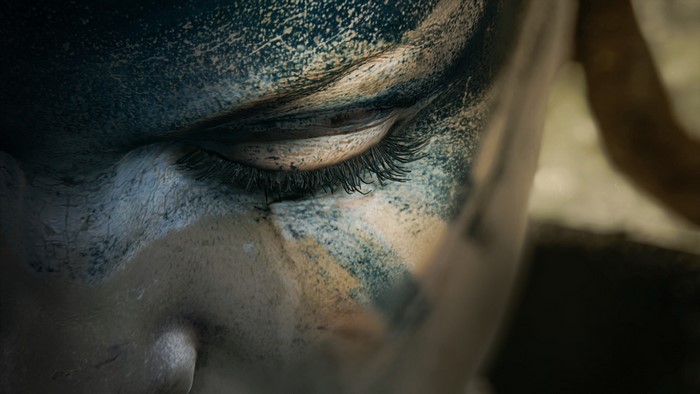 Close-up of a face with war paint
