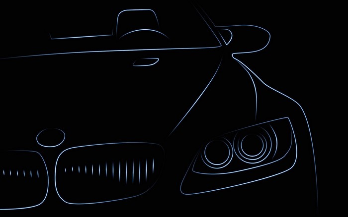 BMW car outline with headlights and grille