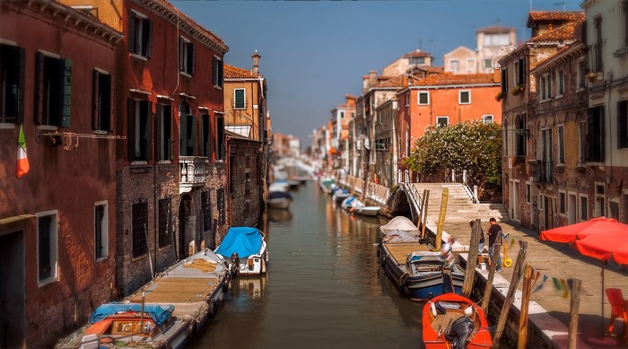 Venice Canal with Boats and Buildings