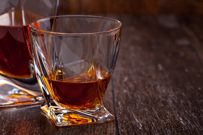 Whiskey in a glass and decanter