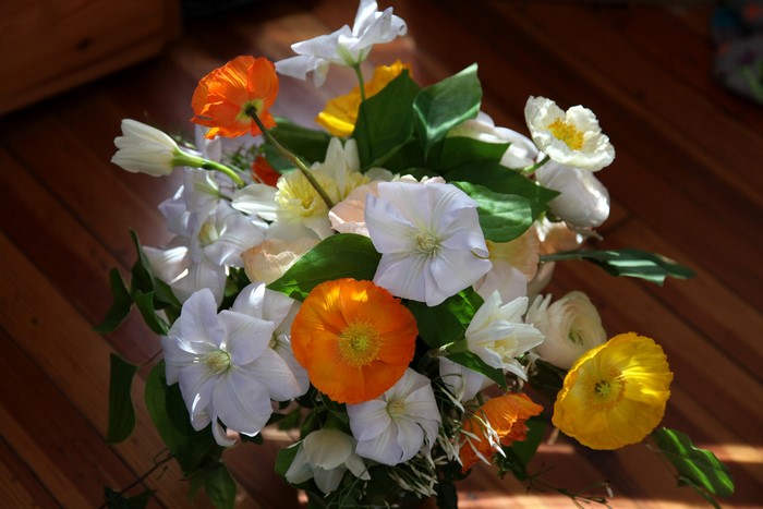 Bouquet of Poppies and Clematis flowers