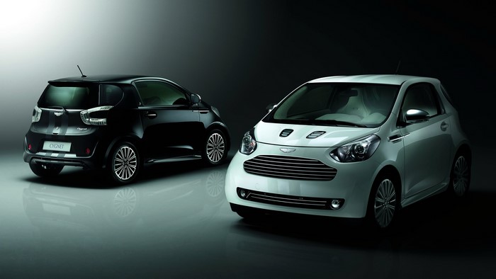 Aston Martin Cygnet cars, front and back view