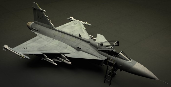Saab JAS 39 Gripen fighter jet on tarmac