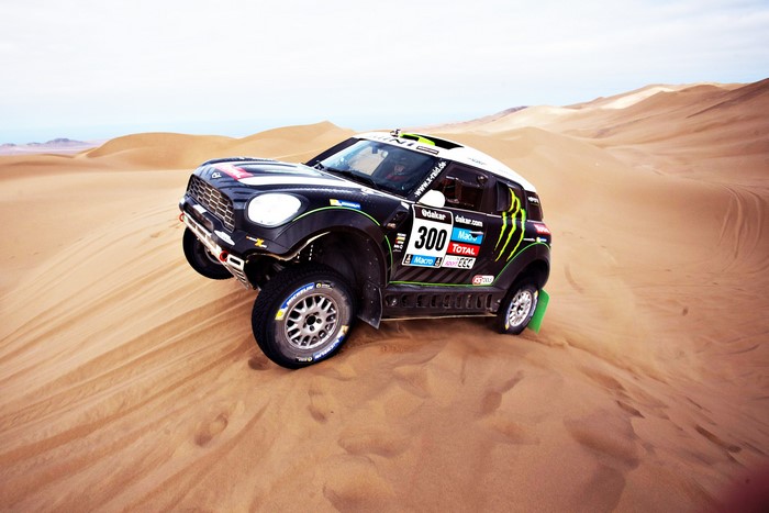 Mini Cooper Dakar Rally Car in Desert Dunes