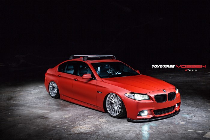 Red BMW with Vossen Wheels and Roof Rack
