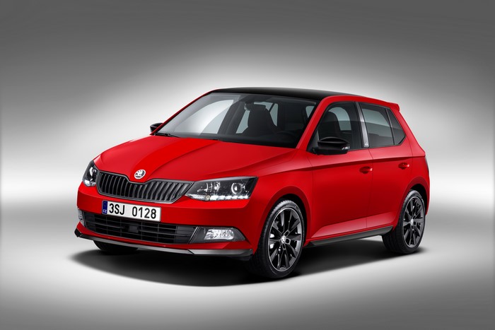 Red Skoda Fabia Monte Carlo 2015