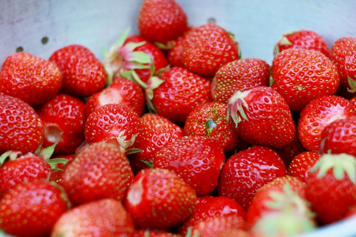 Close-up of fresh red strawberries