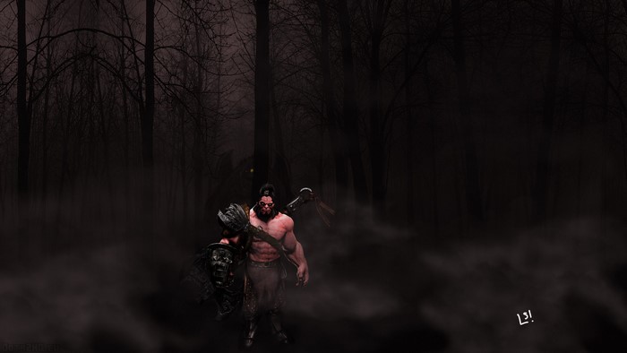 Axe from DOTA 2 in a dark forest