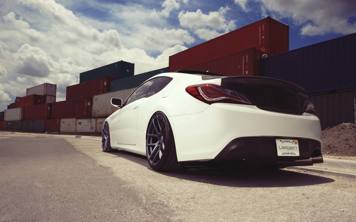 White Hyundai Genesis Coupe with Velgen Rims