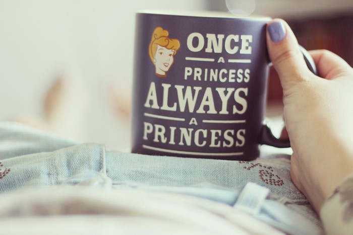 Cinderella Cup with "Once a Princess Always a Princess" text
