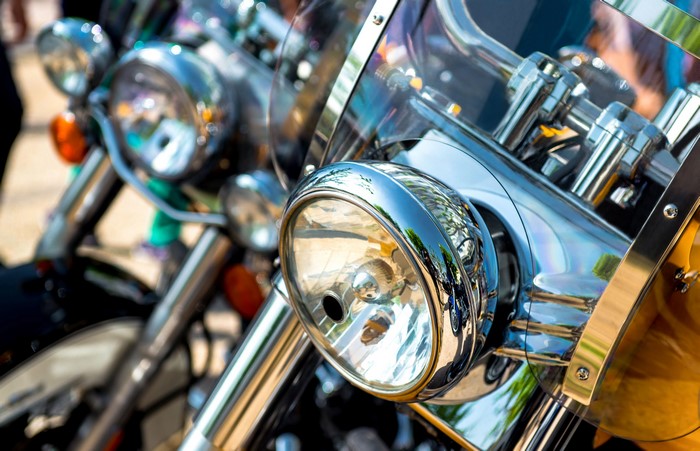 Closeup of Motorcycle Headlights