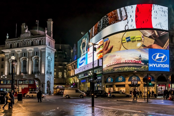 Piccadilly Circus London at Night with Advertisements