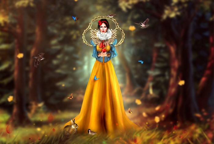 Snow White from Snow White and the Seven Dwarfs in a forest
