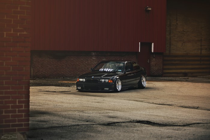 Black BMW E36 Stance