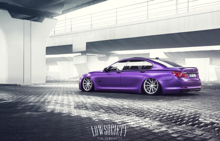 Violet BMW 7 Series lowrider